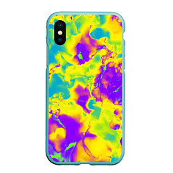 Чехол iPhone XS Max матовый Яркие неоновые краски, цвет: 3D-мятный