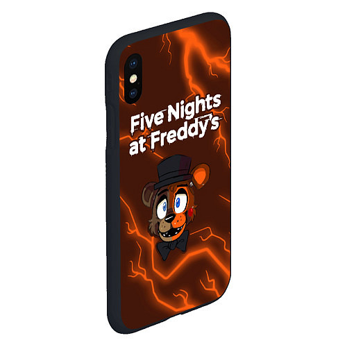 Чехол iPhone XS Max матовый FNAF - ФРЕДДИ - Молнии / 3D-Черный – фото 2