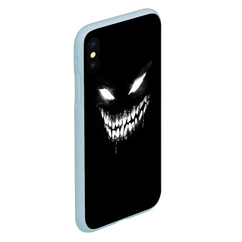 Чехол iPhone XS Max матовый Неоновое лицо монстра / 3D-Голубой – фото 2