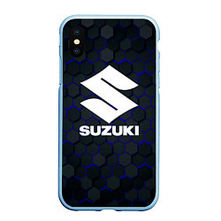 Чехол iPhone XS Max матовый SUZUKI 3D плиты, цвет: 3D-голубой