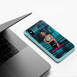 Чехол iPhone XS Max матовый Джуди сyberpunk2077, цвет: 3D-мятный — фото 2