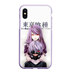 Чехол iPhone XS Max матовый Канеки и Ризе Tokyo ghoul, цвет: 3D-светло-сиреневый