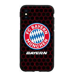 Чехол iPhone XS Max матовый БАВАРИЯ Bayern Соты, цвет: 3D-черный