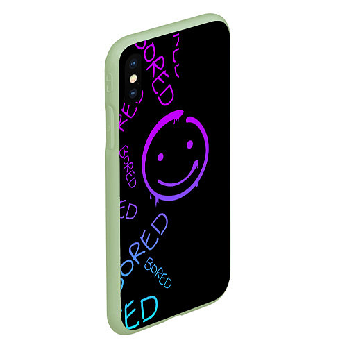 Чехол iPhone XS Max матовый Neon Bored Half pattern / 3D-Салатовый – фото 2