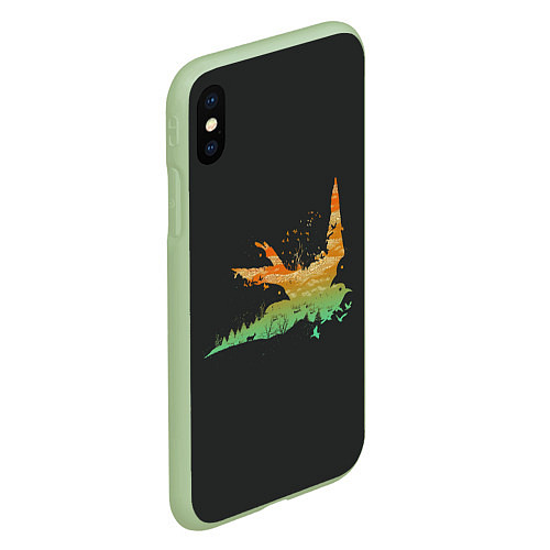 Чехол iPhone XS Max матовый Душа природы - птица / 3D-Салатовый – фото 2