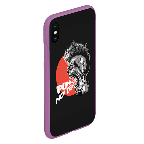 Чехол iPhone XS Max матовый PUNKS NOT DEAD - Панк / 3D-Фиолетовый – фото 2