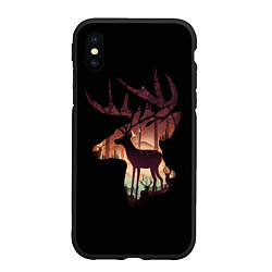 Чехол iPhone XS Max матовый Душа природы - олень, цвет: 3D-черный