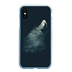 Чехол iPhone XS Max матовый Душа природы - волк, цвет: 3D-голубой