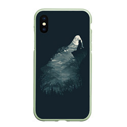 Чехол iPhone XS Max матовый Душа природы - волк, цвет: 3D-салатовый