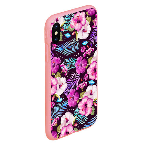 Чехол iPhone XS Max матовый Цветочный Паттерн Flowers and leaves / 3D-Баблгам – фото 2