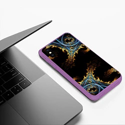 Чехол iPhone XS Max матовый Огненные фракталы 3d, цвет: 3D-фиолетовый — фото 2
