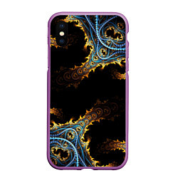 Чехол iPhone XS Max матовый Огненные фракталы 3d, цвет: 3D-фиолетовый