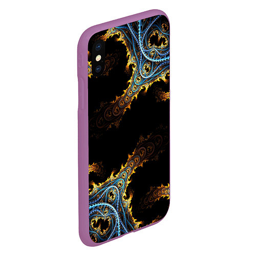 Чехол iPhone XS Max матовый Огненные фракталы 3d / 3D-Фиолетовый – фото 2