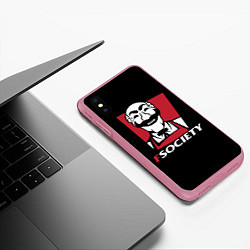 Чехол iPhone XS Max матовый FSOCIETY HACKING, цвет: 3D-малиновый — фото 2