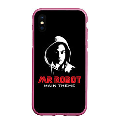Чехол iPhone XS Max матовый MR ROBOT Хакер, цвет: 3D-малиновый