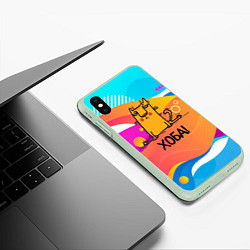 Чехол iPhone XS Max матовый Кот на шпагате, цвет: 3D-салатовый — фото 2