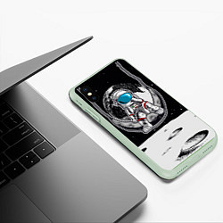 Чехол iPhone XS Max матовый Космонавт на луне, цвет: 3D-салатовый — фото 2