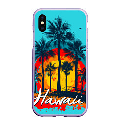 Чехол iPhone XS Max матовый Hawaii Солнце, Пальмы, цвет: 3D-светло-сиреневый