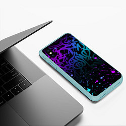 Чехол iPhone XS Max матовый НЕОНОВОЕ ГРАФФИТИ НЕОНОВЫЕ БРЫЗГИ, цвет: 3D-мятный — фото 2