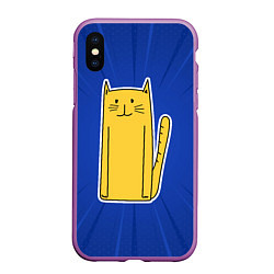 Чехол iPhone XS Max матовый Длинный желтый кот, цвет: 3D-фиолетовый