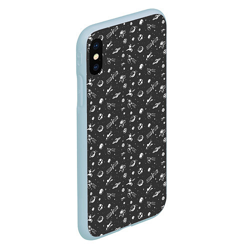 Чехол iPhone XS Max матовый SPACE / 3D-Голубой – фото 2