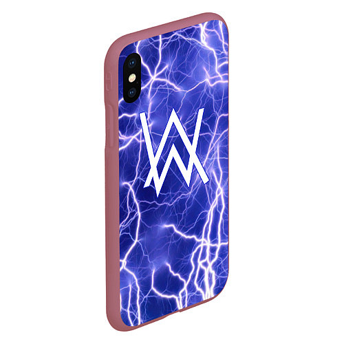 Чехол iPhone XS Max матовый Alan Walker молнии / 3D-Малиновый – фото 2