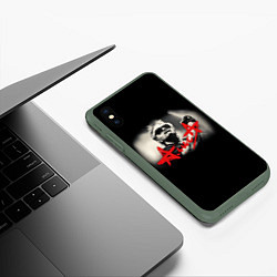 Чехол iPhone XS Max матовый АЛИСА К Кинчев, цвет: 3D-темно-зеленый — фото 2