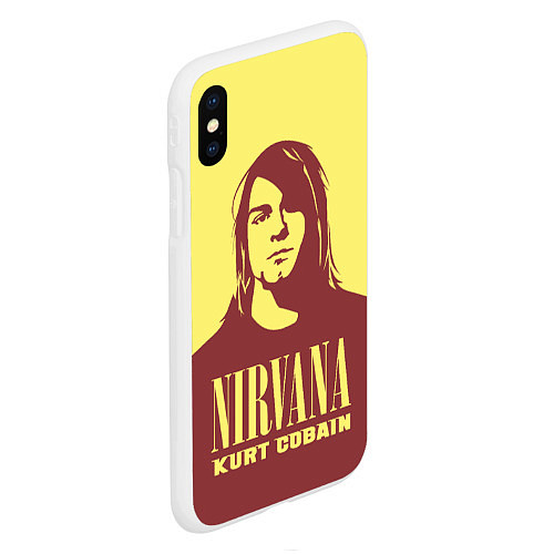 Чехол iPhone XS Max матовый Nirvana - Kurt Cobain / 3D-Белый – фото 2