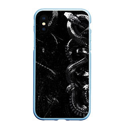 Чехол iPhone XS Max матовый Змеиный Паттерн Snake Black