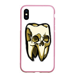 Чехол iPhone XS Max матовый Зуб череп, цвет: 3D-розовый