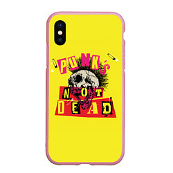 Чехол iPhone XS Max матовый Punks Not Dead - Панки Хой!, цвет: 3D-розовый