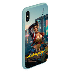 Чехол iPhone XS Max матовый Panam Cyberpunk2077 18, цвет: 3D-мятный — фото 2