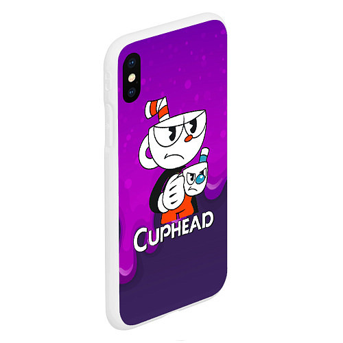 Чехол iPhone XS Max матовый Недовольная чашечка cuphead / 3D-Белый – фото 2