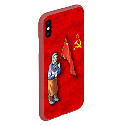 Чехол iPhone XS Max матовый Бабушка с символом победы, цвет: 3D-красный — фото 2