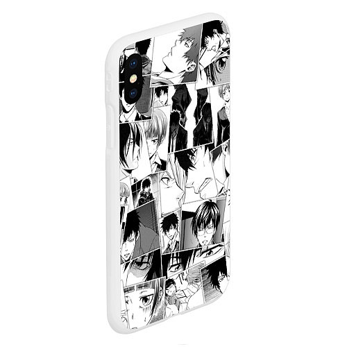 Чехол iPhone XS Max матовый Psycho Pass pattern / 3D-Белый – фото 2