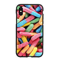 Чехол iPhone XS Max матовый Мармеладные червячки, цвет: 3D-черный