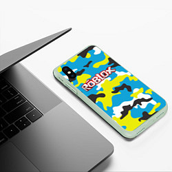 Чехол iPhone XS Max матовый Roblox Камуфляж Небесно-Синий, цвет: 3D-салатовый — фото 2