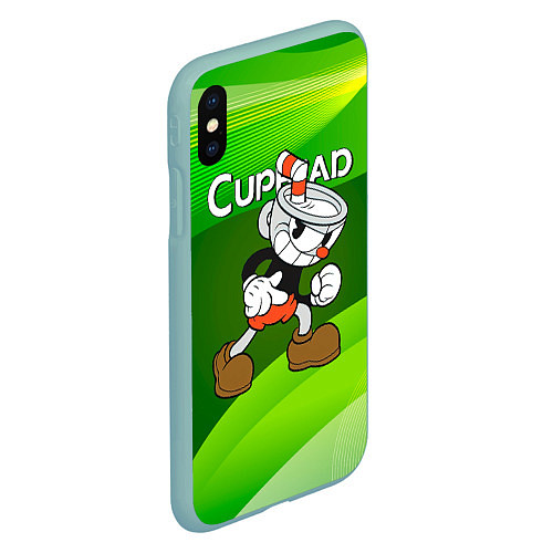 Чехол iPhone XS Max матовый Хитрая чашечка cuphead / 3D-Мятный – фото 2