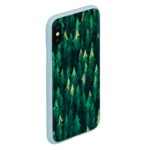 Чехол iPhone XS Max матовый Еловый лес spruce forest / 3D-Голубой – фото 2
