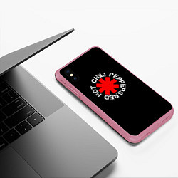 Чехол iPhone XS Max матовый Red Hot Chili Peppers Rough Logo, цвет: 3D-малиновый — фото 2