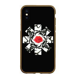 Чехол iPhone XS Max матовый RHCP Logo Red Rose
