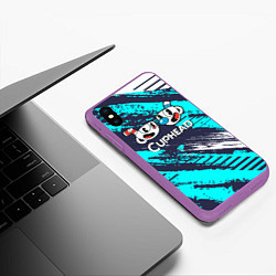 Чехол iPhone XS Max матовый Cuphead две чашечки, цвет: 3D-фиолетовый — фото 2