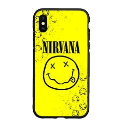 Чехол iPhone XS Max матовый NIRVANA лого, цвет: 3D-черный