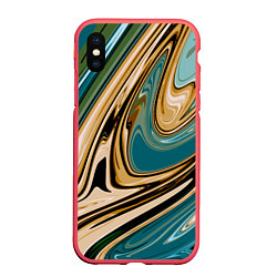 Чехол iPhone XS Max матовый Маскировочный мраморный принт, цвет: 3D-красный