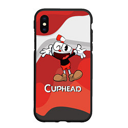 Чехол iPhone XS Max матовый Cuphead веселая красная чашечка, цвет: 3D-черный