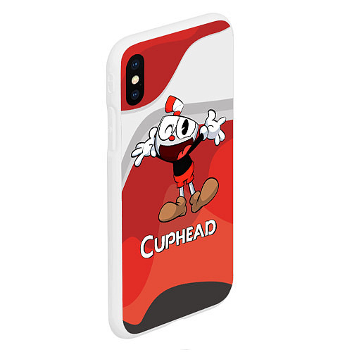 Чехол iPhone XS Max матовый Cuphead веселая красная чашечка / 3D-Белый – фото 2