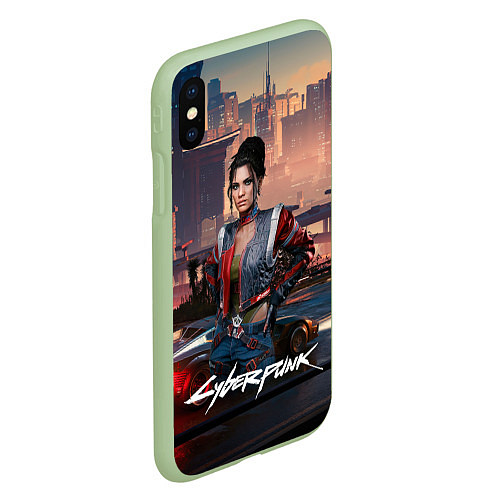 Чехол iPhone XS Max матовый Panam Cyberpunk2077 / 3D-Салатовый – фото 2