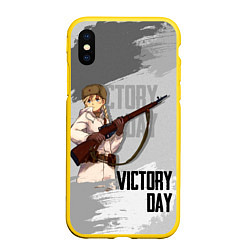 Чехол iPhone XS Max матовый Victory day, цвет: 3D-желтый