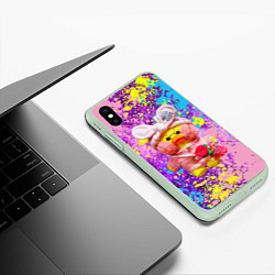 Чехол iPhone XS Max матовый ИГРУШКА УТЯ ЛАЛАФАНФАН БРЫЗГИ, цвет: 3D-салатовый — фото 2