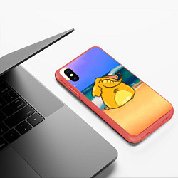 Чехол iPhone XS Max матовый Желтый слон, цвет: 3D-красный — фото 2